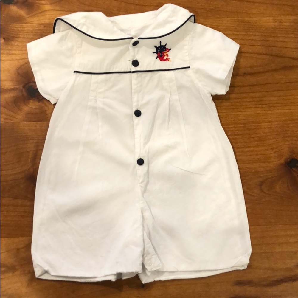 Vintage Strasburg boys sailor suit romper